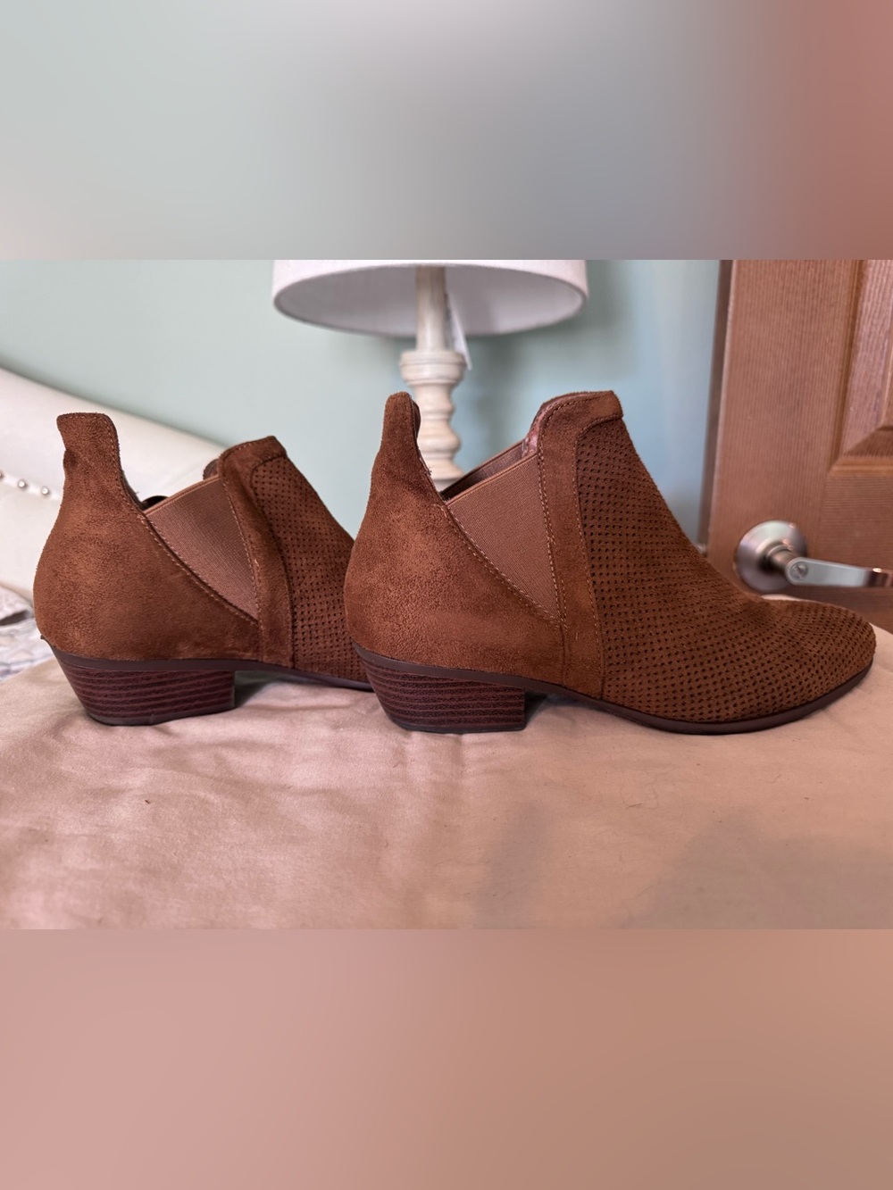Women’s Rafella Brown Suede Low Heel Ankle Shoes/Boots-Size 6.5M
